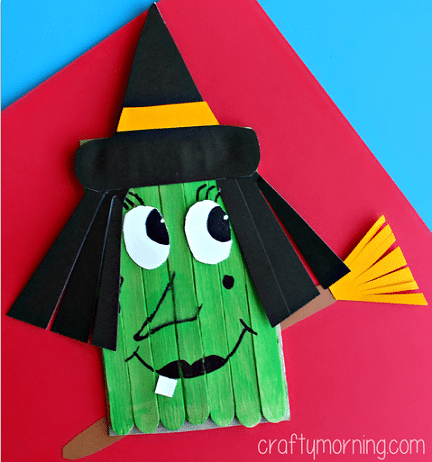 Manualidades infantiles de Halloween con palitos de madera - La